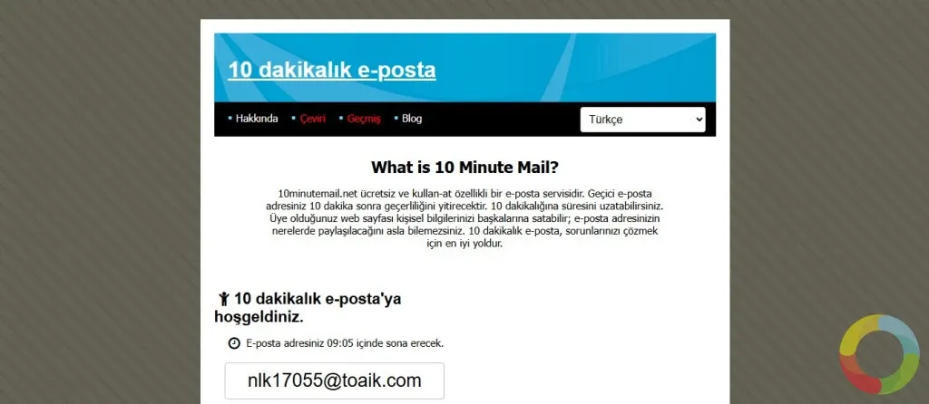 10MinuteMail ile geçici ve kullan-at e-posta oluşturma