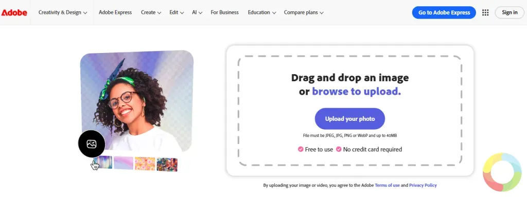 Adobe Photoshop Express arayüzü - PNG arka plan şeffaflaştırma ekran görüntüsü