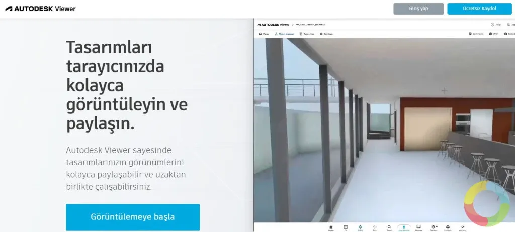 Autodesk Viewer online ücretsiz DWG dosyası görüntüleyici