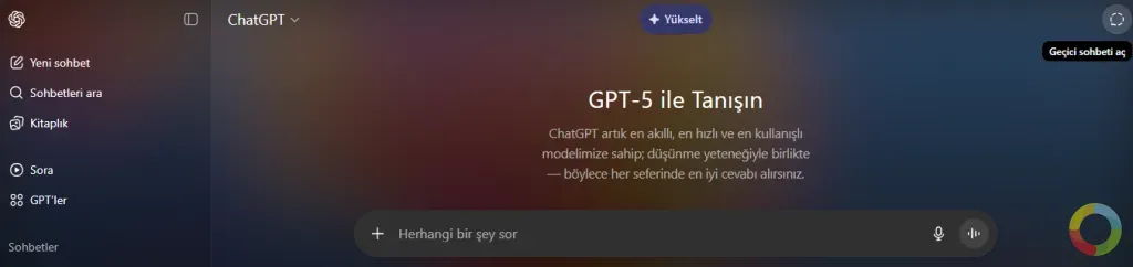ChatGPT yapay zeka sohbet robotu arayüzü, gelişmiş içerik oluşturma ve stratejik planlama özellikleriyle.