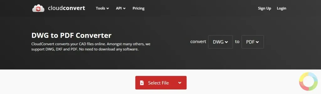 CloudConvert online DWG to PDF dönüştürücü arayüzü ve özellikleri