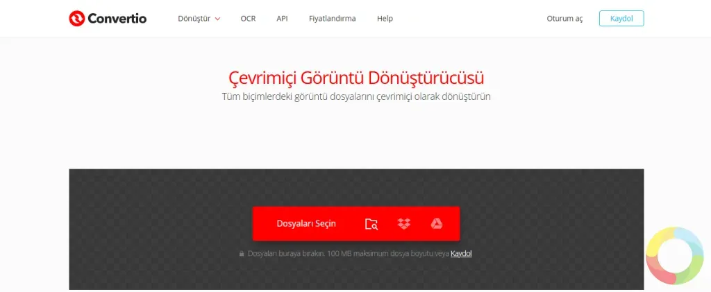 Convertio - Convertio web sitesi üzerinden PSD dosyasının farklı formatlara dönüştürülme arayüzü