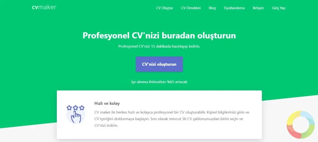 CV Maker ile 36 profesyonel şablon arasından CV oluşturma ekranı