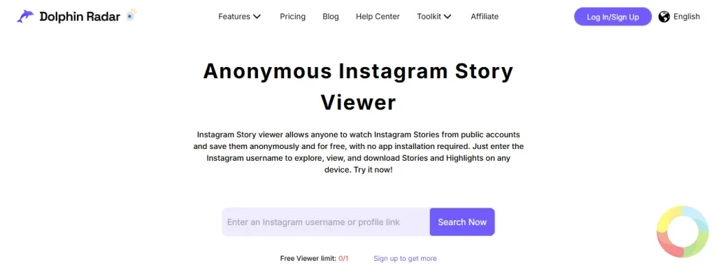 Dolphin Radar - Instagram hesabı olmadan hikaye görüntüleme platformu