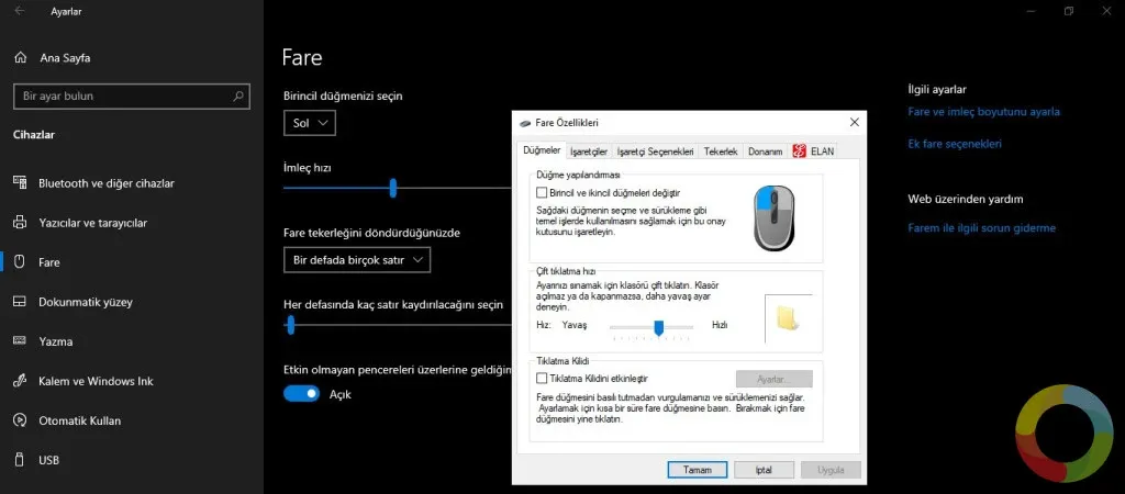 Windows bilgisayarınızda fare hızı ve hassasiyeti ayarlama