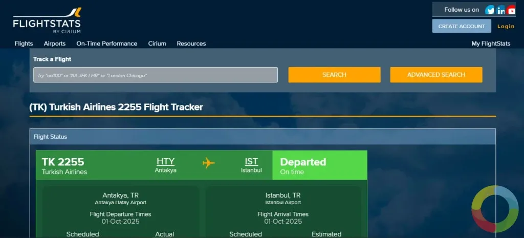 FlightStats canlı uçuş takibi ve hava durumu bilgileri