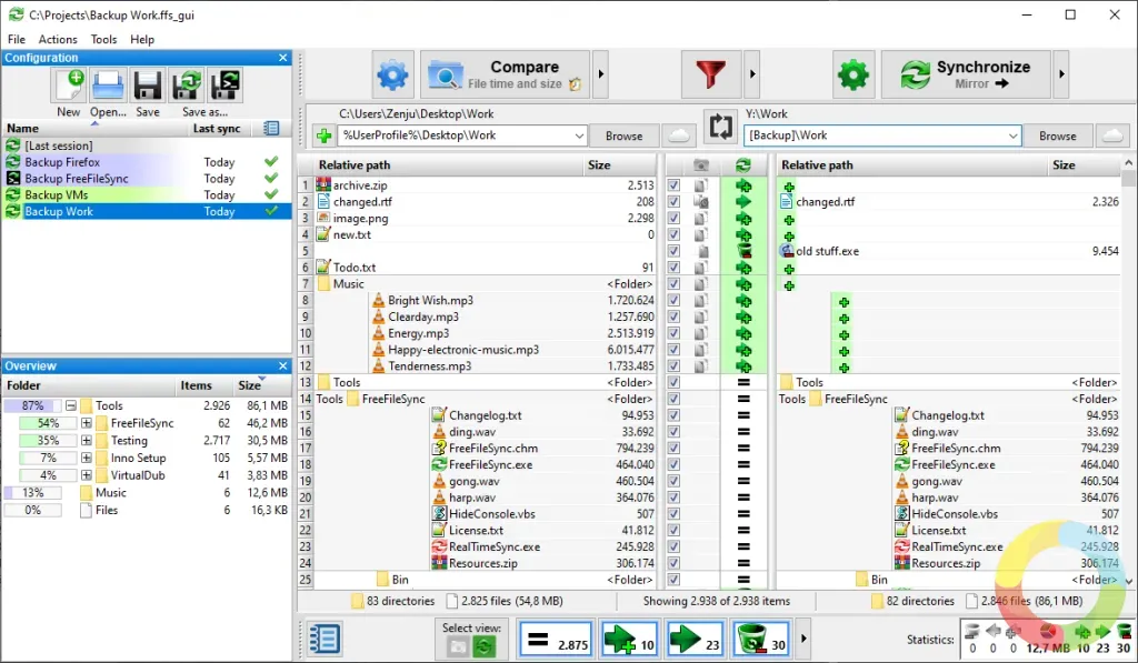 FreeFileSync ile dosya ve klasör senkronizasyonu
