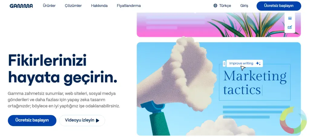 Gamma yapay zeka sunum aracı ile belgelerden profesyonel sunum oluşturma