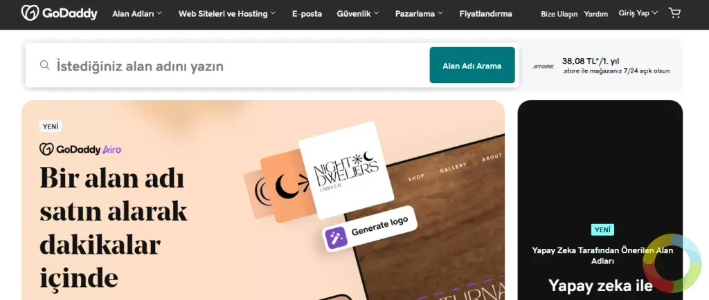 GoDaddy - dünyanın en büyük alan adı kayıt firmalarından biridir.