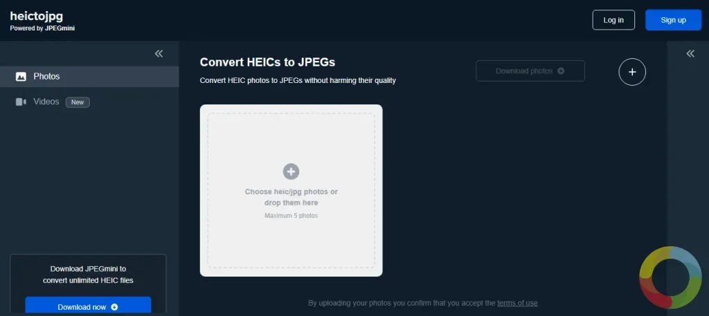 HEICtoJPG.com sitesinde HEIC dosyasını JPG formatına dönüştürme arayüzü