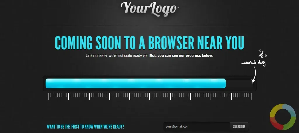 HTML5 Coming Soon Template geri sayım ve ilerleme çubuğu özellikli duyarlı şablon