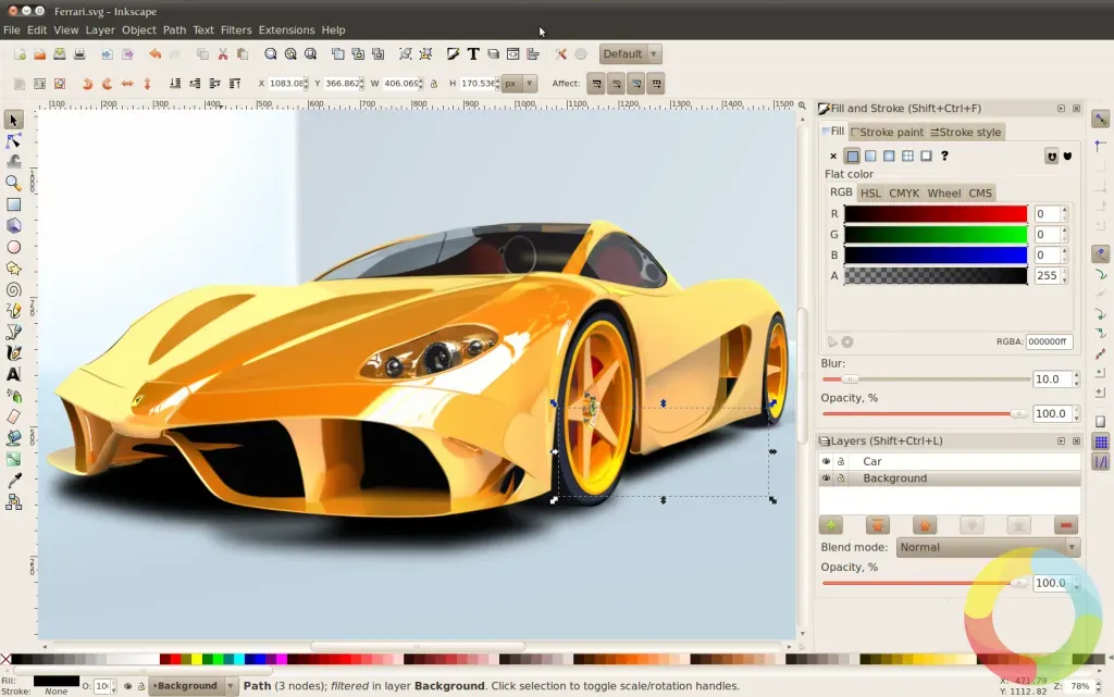 Inkscape vektör grafik tasarım yazılımı kullanıcı arayüzü ve araçları