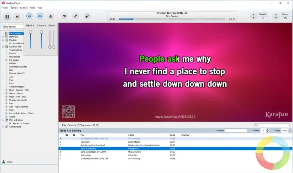 KaraFun Player - karaoke programı arayüzü, Windows için ücretsiz karaoke uygulaması