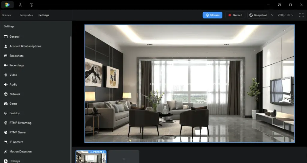 ManyCam webcam programı arayüzü ve video düzenleme özellikleri