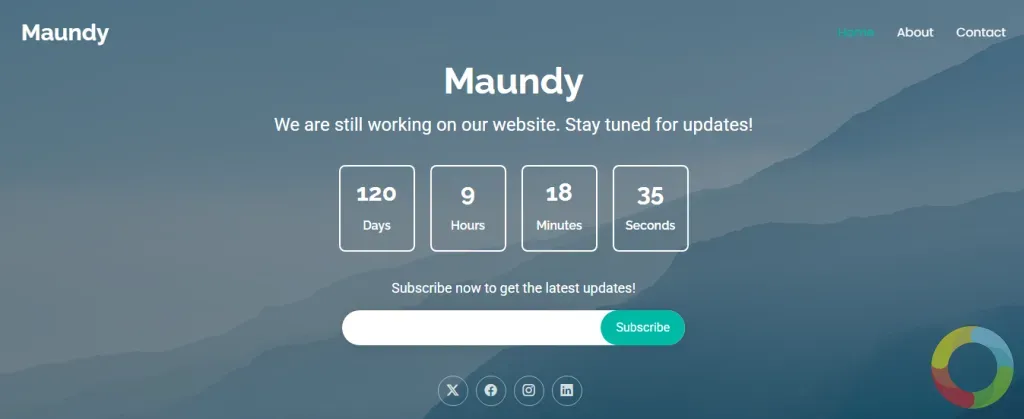 Maundy Bootstrap yakında geliyor şablonu geri sayım sayacı ve abonelik formu
