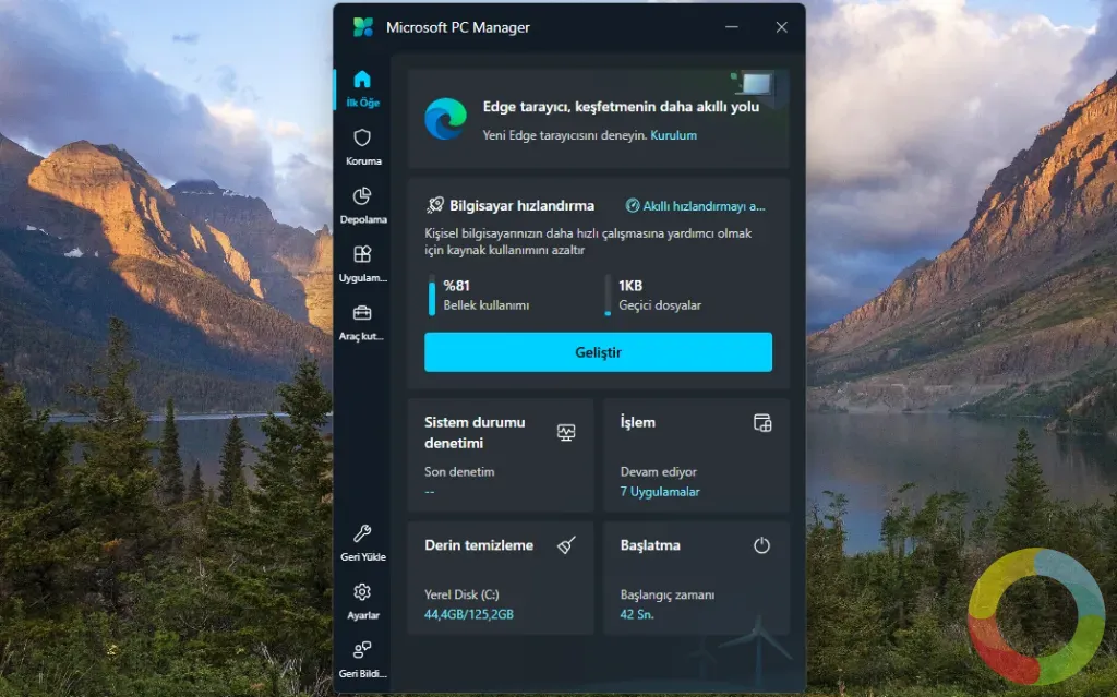 Disk temizliği, RAM boşaltma ve sistem optimizasyonu için tek uygulama