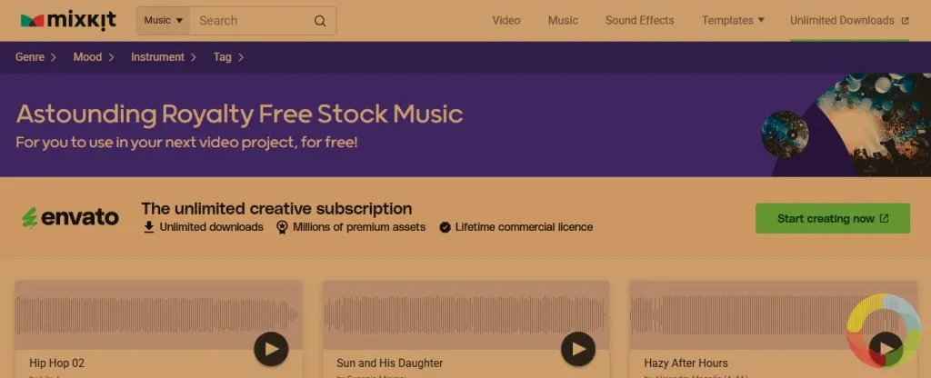 Mixkit Free Music telifsiz müzik platformu, YouTube, video ve podcast projeleri için ücretsiz fon müzikleri sunar