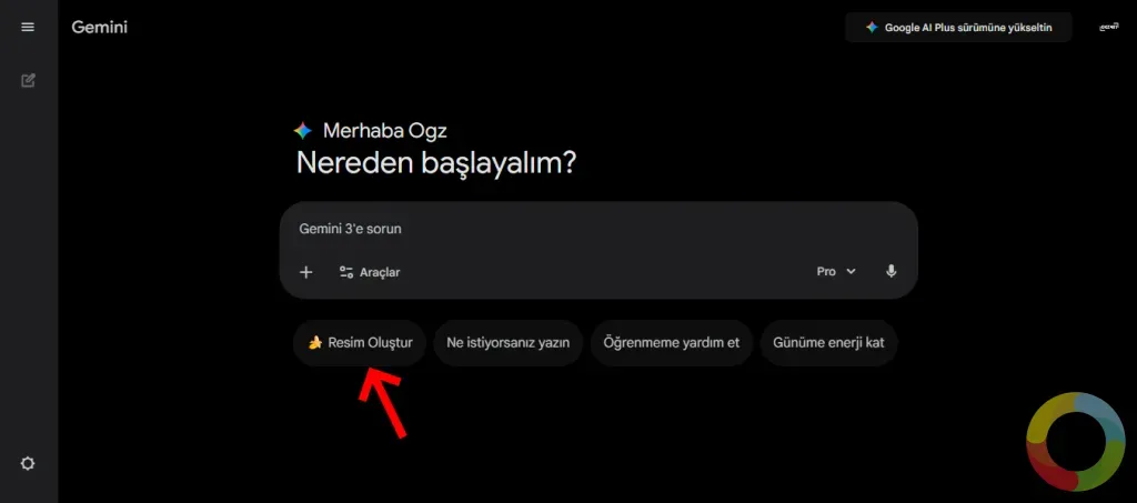 Gemini üzerinde Thinking with 3 Pro seçilerek Nano Banana Pro image modelinin aktif edilmesi
