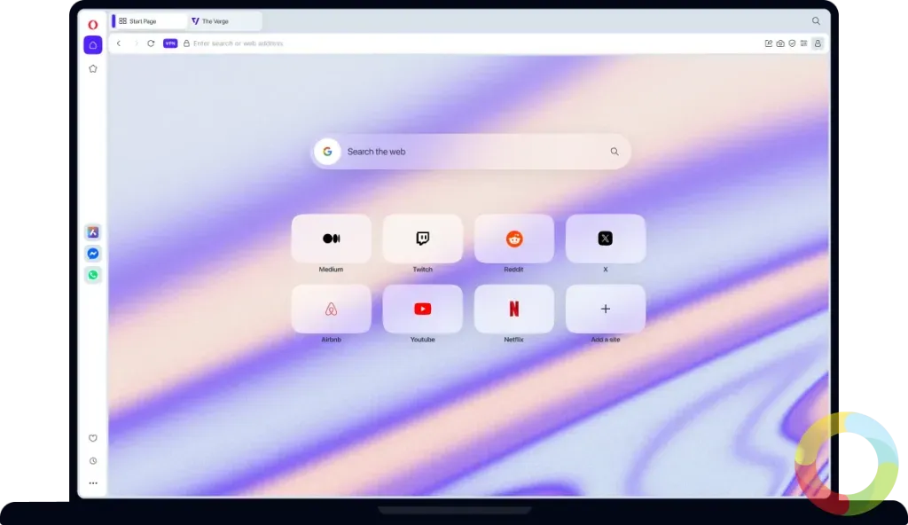 Opera internet tarayıcısı arayüzü ve taşınabilir USB sürümü
