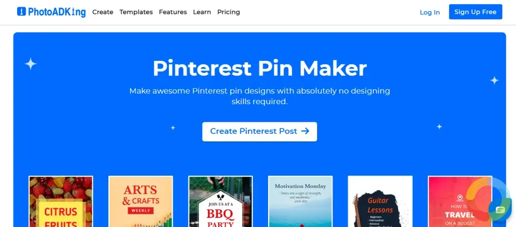 PhotoADKing - PhotoADKing Pinterest pin düzenleme ekranı – katman destekli ücretsiz tasarım aracı
