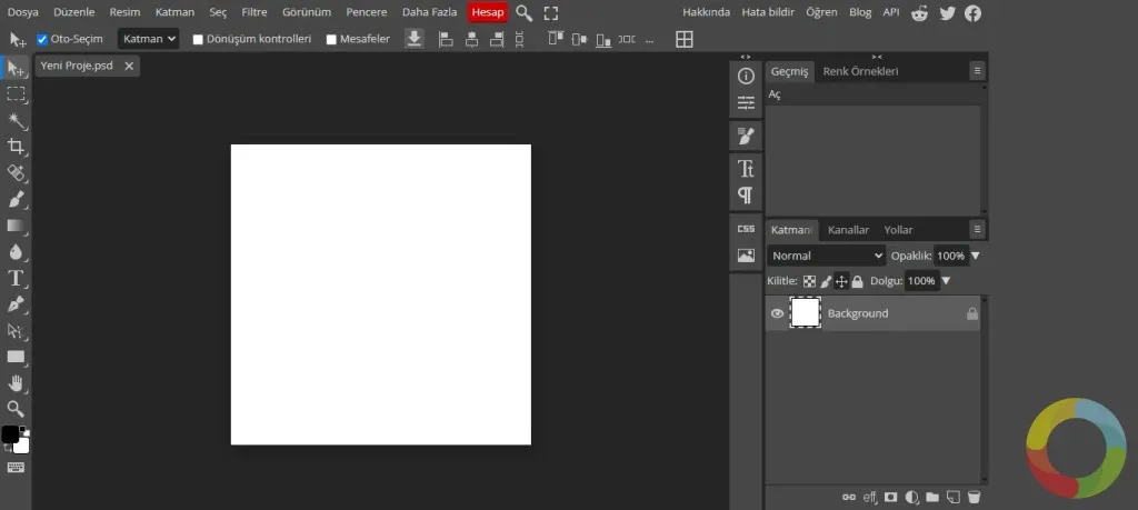 Photopea web tabanlı Photoshop alternatifi arayüz ekran görüntüsü