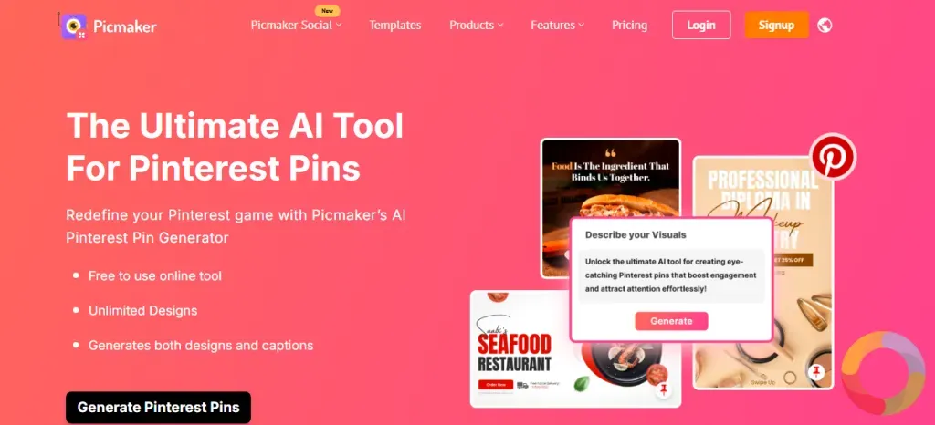 Picmaker - Picmaker ile Pinterest pin tasarımı arayüzü – ücretsiz çevrimiçi pin oluşturucu