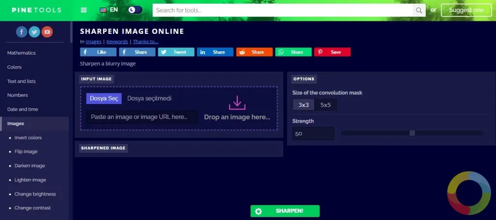PineTools Sharpen Image Online ile bulanık fotoğraf netleştirme