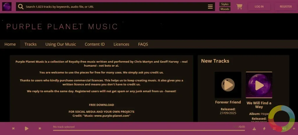 Purple Planet telifsiz müzik platformu, YouTube, podcast ve oyun projeleri için ücretsiz fon müzikleri sunar