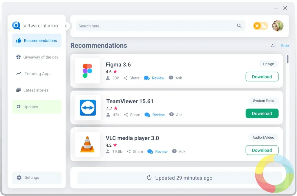 Software Informer arayüzü – Yazılımları otomatik güncelleyen ve güvenli indirme sağlayan kullanıcı dostu araç