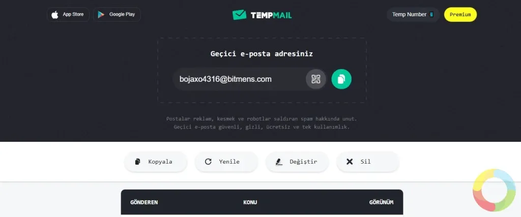 Temp-Mail uygulamasıyla geçici e-posta oluşturma