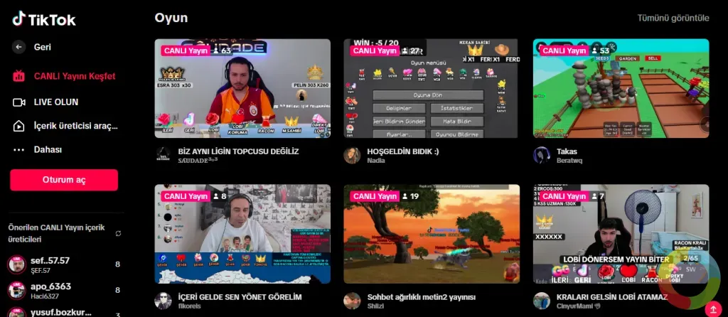 TikTok Canlı Yayın ekran görüntüsü