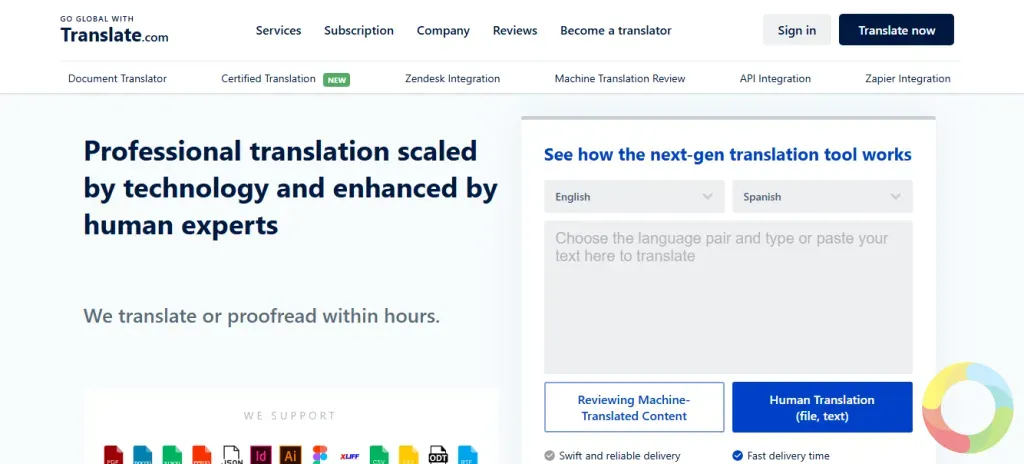 Translate.com - Translate.com arayüzü ve sesli metin giriş özelliği