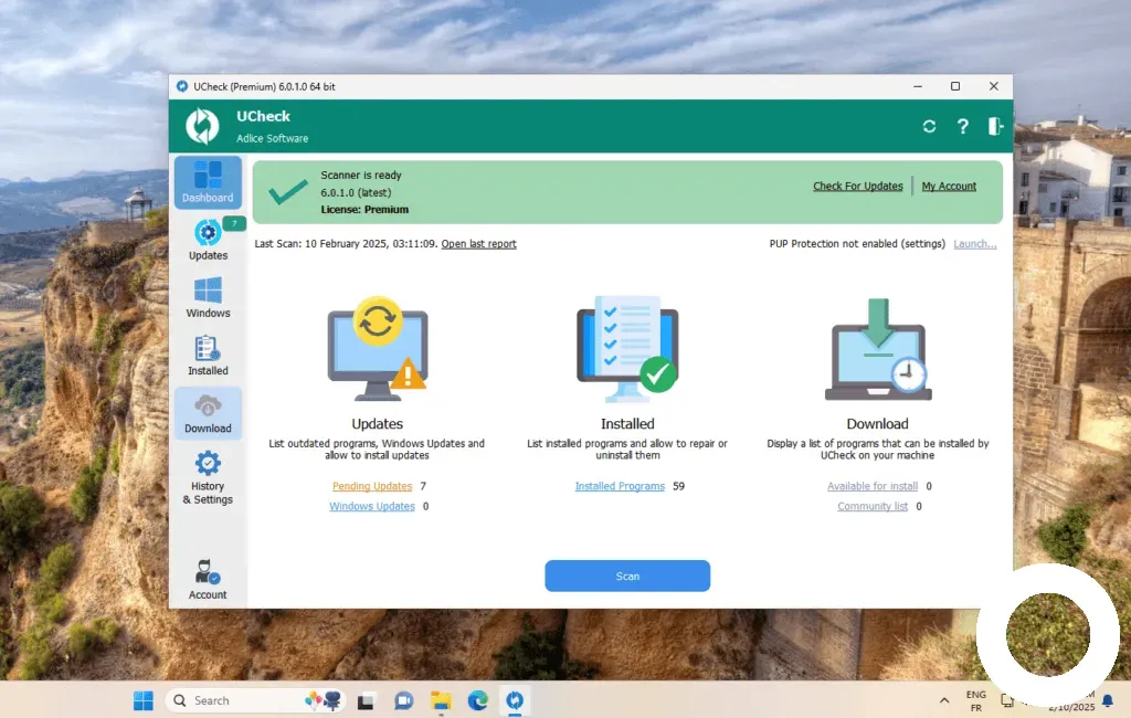 UCheck Software Updater arayüzü – Bilgisayar yazılımlarını otomatik güncelleyen ve yöneten ücretsiz araç