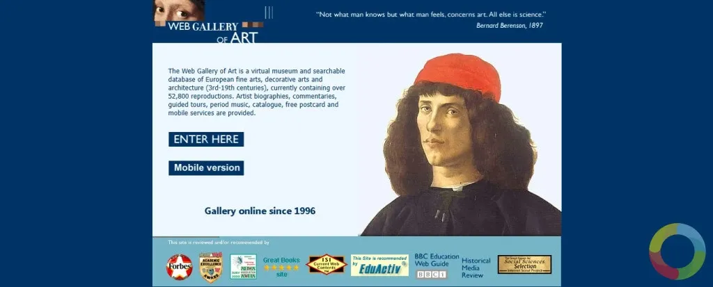Web Gallery of Art sitesinde Avrupa sanat eserlerini inceleyen kullanıcı