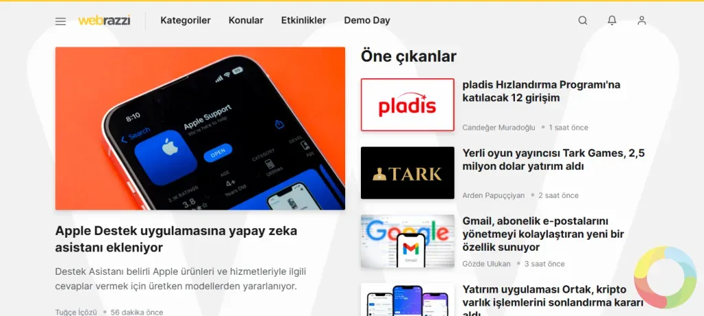 Webrazzi - sitesinin ekran görüntüsü