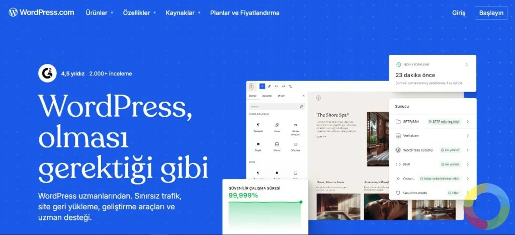 WordPress.com: WordPress’in kendi sunucularında barındırılan ücretsiz bir hizmettir