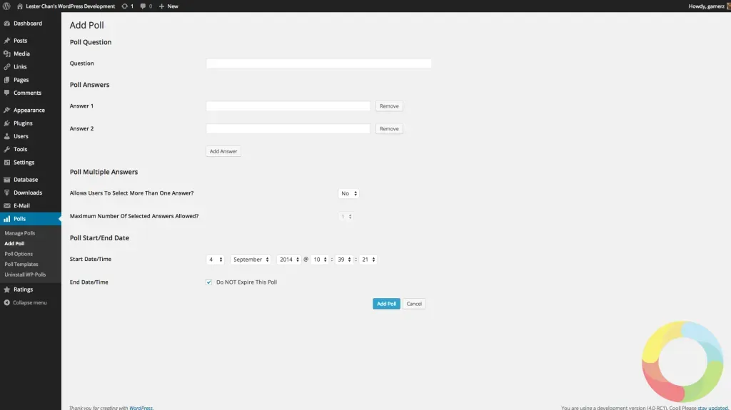 WP-Polls eklentisi ile WordPress sitesinde anket oluşturma ekran görüntüsü