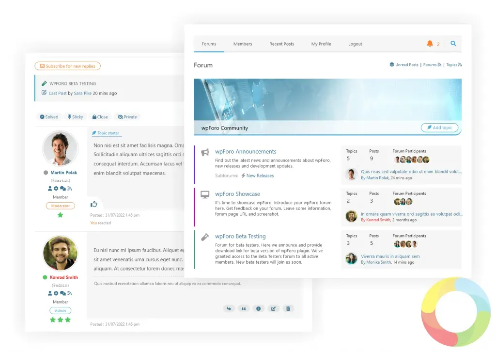 wpForo WordPress forum eklentisi modern arayüz
