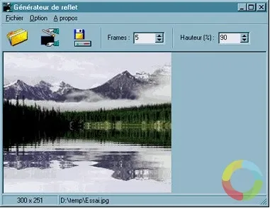Reflet programında dalga ve yansıma efektleri uygulanmış hareketli logo animasyonu ekran görüntüsü