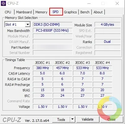CPU-Z SPD sekmesinde RAM modüllerinin maksimum bant genişliği ve teknik detaylarını gösteren ekran görüntüsü