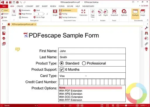 PDFescape programının temel PDF düzenleme ve şifreleme özelliklerini gösteren kullanıcı arayüzü ekran görüntüsü