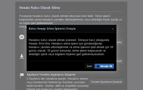 Facebook - Kalıcı Hesap Silme İşlemini Onayla