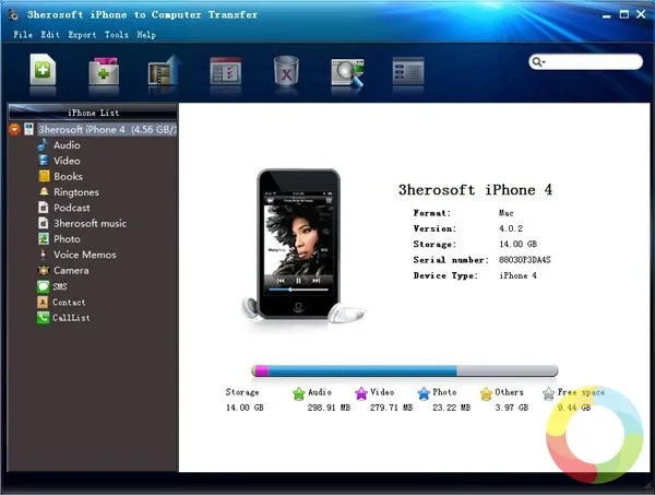 3herosoft iPhone to Computer ile iPhone’dan bilgisayara dosya aktarımı ekran görüntüsü