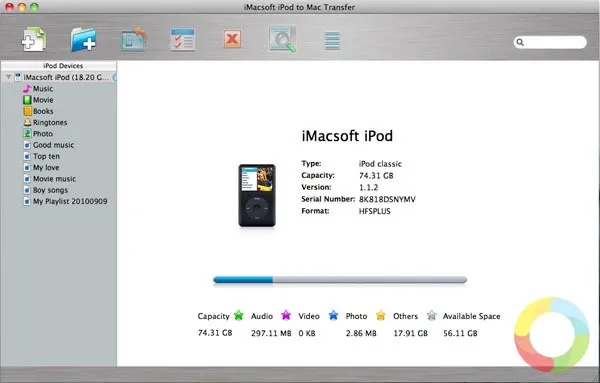 iMacsoft iPod to Mac Transfer - iMacsoft iPod to Mac Transfer ile iPod’dan Mac’e dosya aktarımı ekran görüntüsü