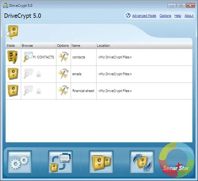 DriveCrypt USB şifreleme yazılımının kullanıcı arayüzü ve güvenlik özellikleri ekran görüntüsü