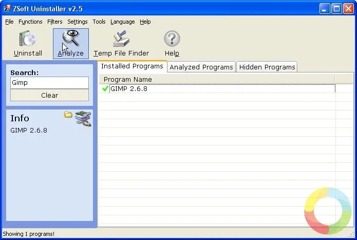 ZSoft Uninstaller program kaldırma arayüzü ve sistem temizleme araçları ekran görüntüsü