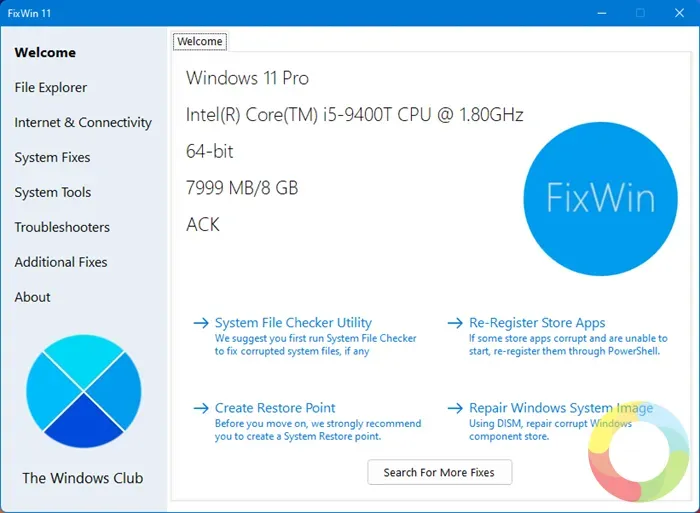 FixWin 11 Windows 11 ve 10 sorunlarını tek tıkla onaran PC onarım aracı