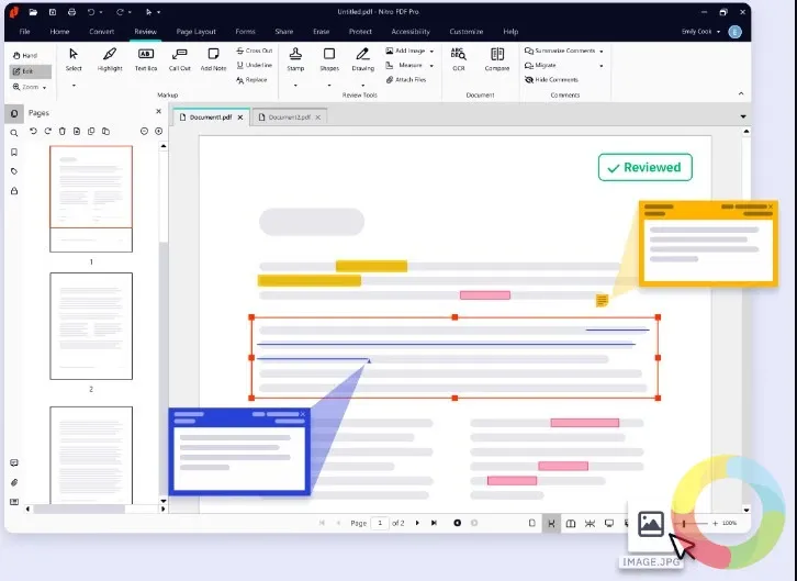 Nitro PDF programının kullanıcı dostu arayüzü ve PDF düzenleme özellikleri ekran görüntüsü