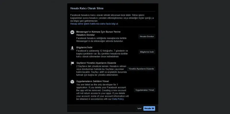 Facebook - Hesabı Kalıcı Olarak Silme