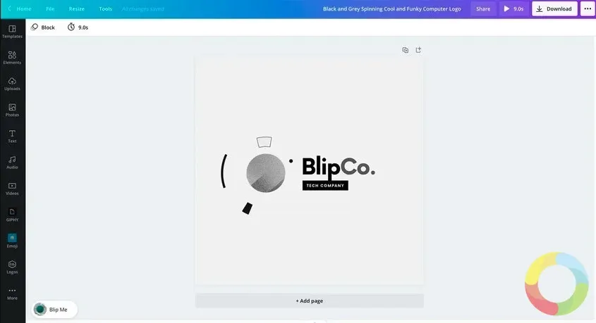 Canva arayüzünde kullanıcı dostu hareketli logo tasarım ekran görüntüsü